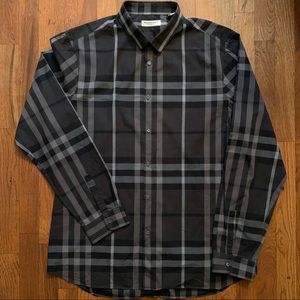 Burberry Treyforth Charcoal Gray Nova Plaid Shirt